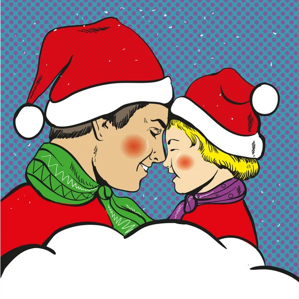 Padre e figlio Natale pop art fumetto vettore — Vettoriale Stock