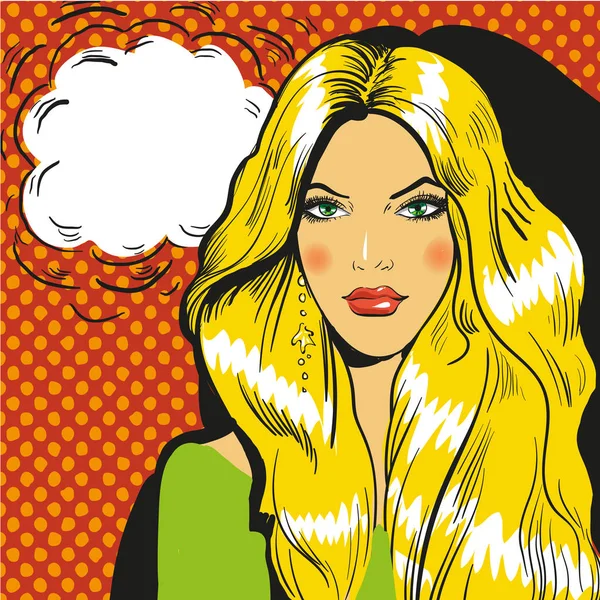 Güzel sarışın kadın pop art comic vektör — Stok Vektör