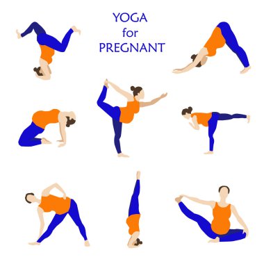Yoga poses for pregnant women flat vector