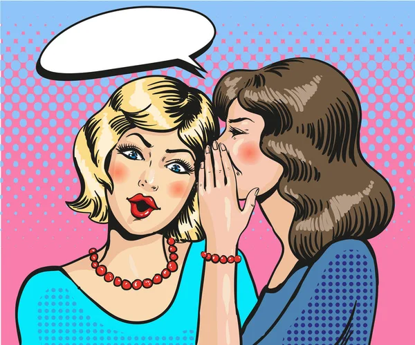 Women whisper pop art comic vector — Stock Vector