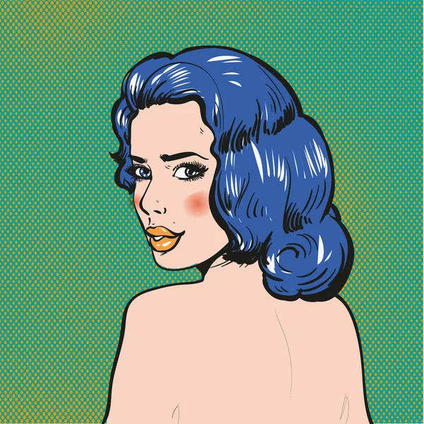 Femme regardant en arrière BD pop art illustration vectorielle — Image vectorielle