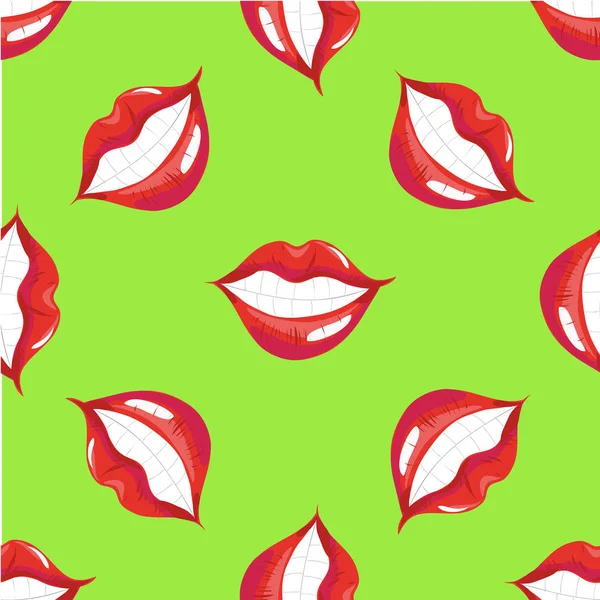 Lippen glimlachend naadloze patroon vector — Stockvector