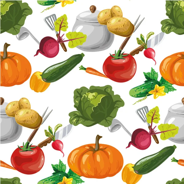 Modèle vectoriel sans couture de légumes — Image vectorielle