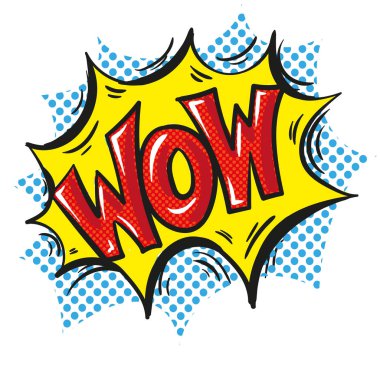 Word pop art komik konuşma balonu vektör Vay