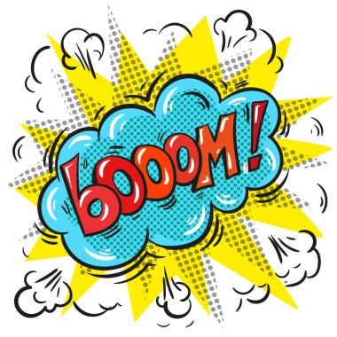 Vektör pop sanat komik konuşma balonu patlama kelime ile