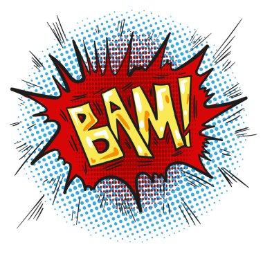 Pop art retro komik konuşma balonu kelime Bam ile