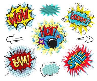Çizgi metin, Pop Art comic Stil kümesi.