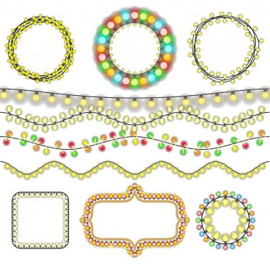 Beyaz arka plan üzerinde izole tatil ışıklar koleksiyonu