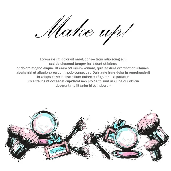 Decoratieve cosmetica, make-up, beauty salon, stylist vector ontwerpsjabloon. — Stockvector