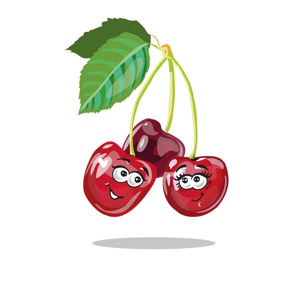 Red Cherry Cartoon Personagens vetor — Vetor de Stock