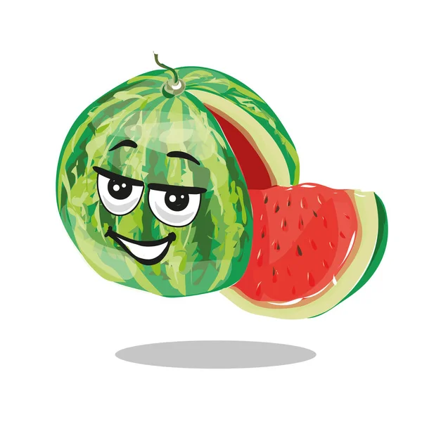 Watermelon character with slice vector — Stock Vector