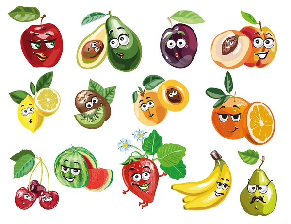 Mignon Fruit caractères vectoriel — Image vectorielle