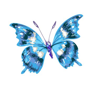 Beyaz bir arka plan üzerinde renkli soyut suluboya kelebek. Vektör