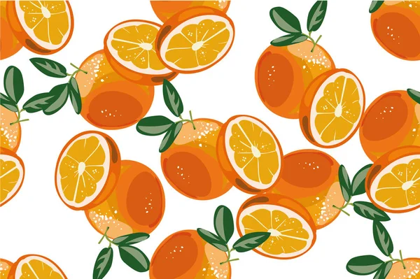 Vettore arancio modello senza soluzione di continuità su sfondo bianco — Vettoriale Stock