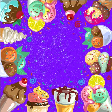 Vintage dondurma çerçeve. Vektör çizim.