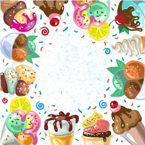 Marco de helado vintage. Ilustración vectorial . — Vector de stock