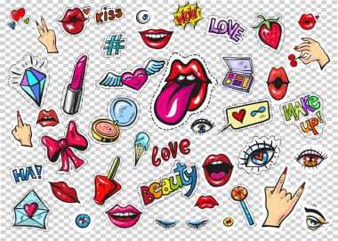 Pop art moda şık yamalar, iğne, rozetleri ve çıkartmalar