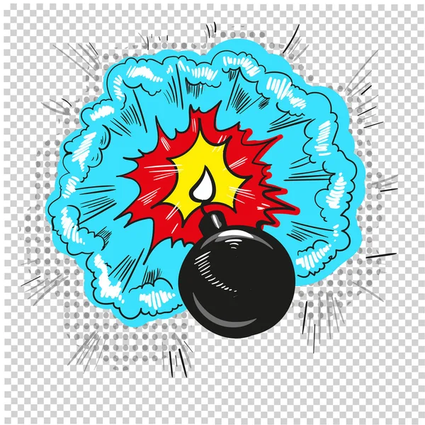 Старая бомба начинает взрываться в дизайне комиксов — стоковый вектор