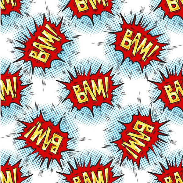 BAM word Multicolored comics speech bubbles seamless pattern — Stock Vector