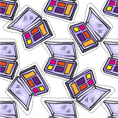 Beyaz arka planda renksiz göz farı deseni. El çizimi. Çizgi film tarzında vektör illüstrasyonu.