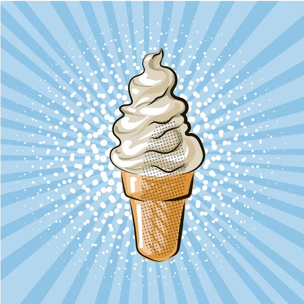 矢量冰淇淋白色奶油流行艺术漫画复古风格矢量插图 — 图库矢量图片