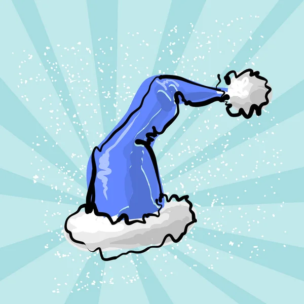 Blauer Cartoon-Weihnachtsmann mit Plüsch-Besatz auf Rochen-Hintergrund — Stockvektor