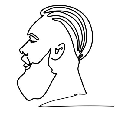 Devamlı çizgiler, modern moda saç stiliyle genç adam portresi.