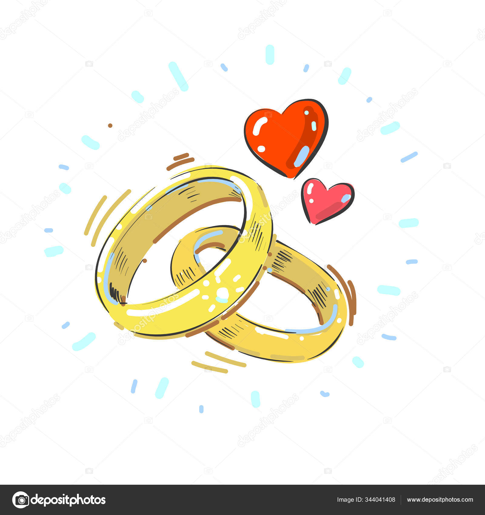 Hvem nul eksotisk Shining pair of intertwined ladies and mens wedding rings with two hearts  Stock Vector Image by ©Linakadrova #344041408