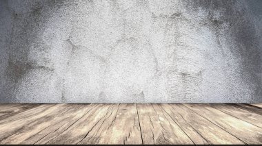 Beton duvar ve ahşap zemin 