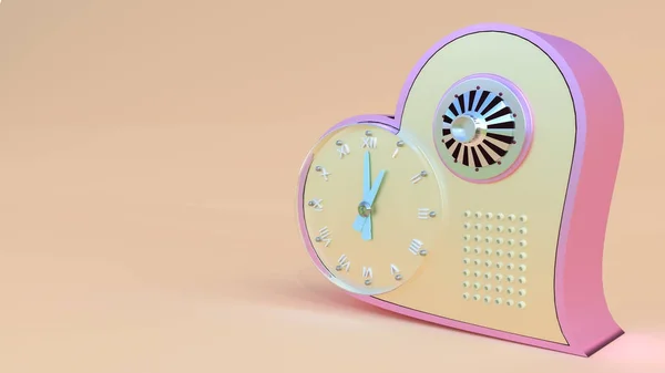 알람 시계 달콤한 핑크 하트 — 스톡 사진