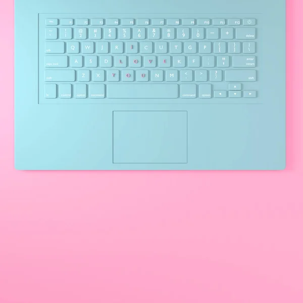 Toetsenbord laptop pastel kleur — Stockfoto