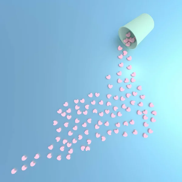 Pembe kalp dışında bir kağıt Kupası pastel renk döktü