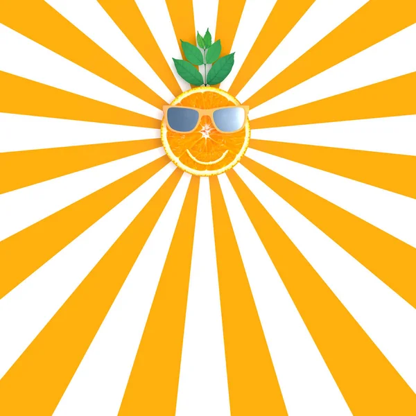 Plastry pomarańczy z okulary na kolor pomarańczowy i biały wzór — Zdjęcie stockowe