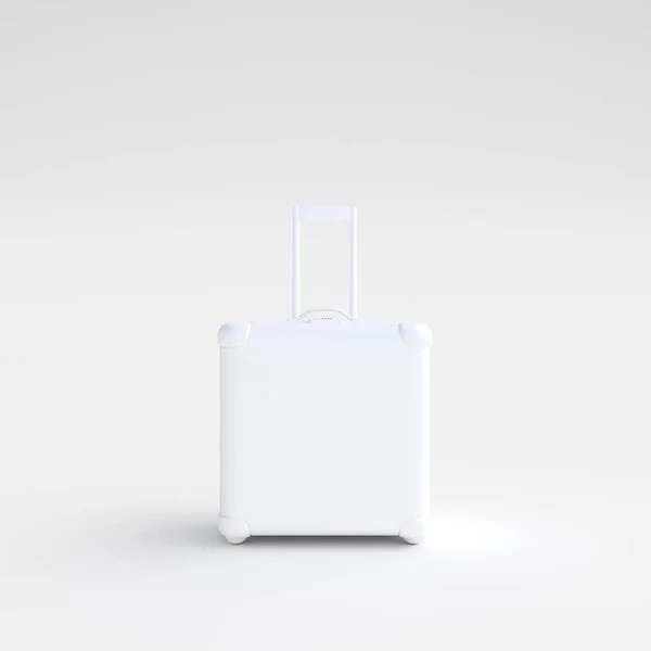 Valigia colore bianco in piedi — Foto Stock