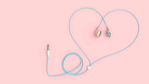 Fones de ouvido cor de rosa forma do coração — Fotografia de Stock