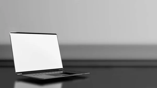 Metaliczny kolor laptopa z pustego ekranu na białym tle — Zdjęcie stockowe