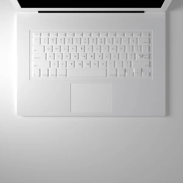 Laptop teclado para cartão Dia dos Namorados — Fotografia de Stock