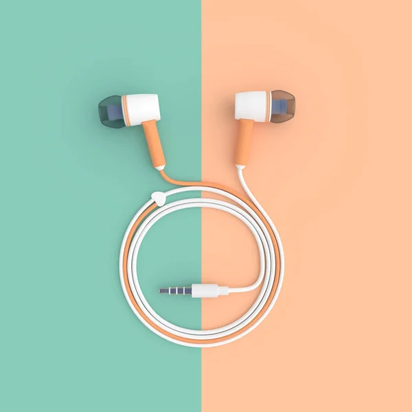 Ακουστικά σε πράσινο και πορτοκαλί φόντο — Φωτογραφία Αρχείου