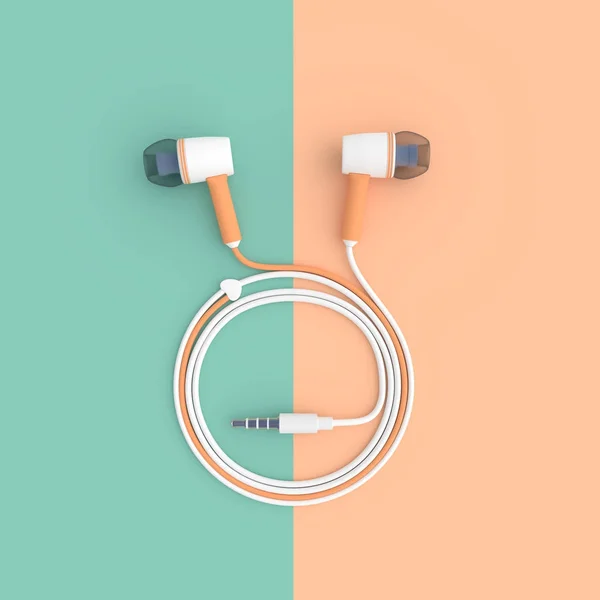 Auriculares sobre fondo verde y naranja — Foto de Stock