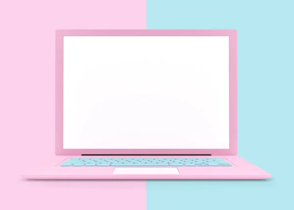 고립 된 빈 화면 노트북 핑크 색상 — 스톡 사진