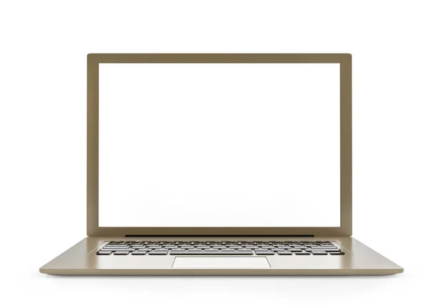 Kolor złota laptopa z pustego ekranu na białym tle — Zdjęcie stockowe
