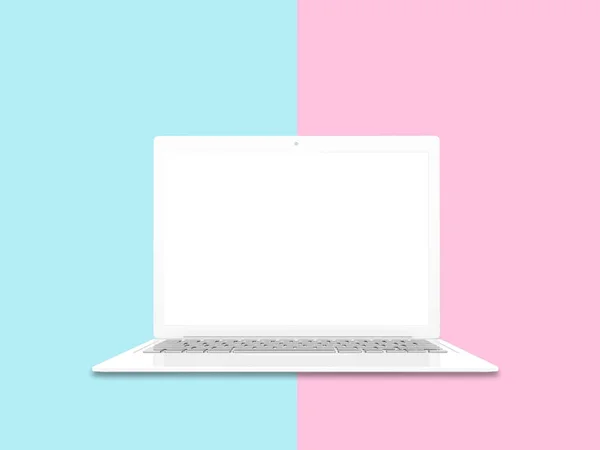 Laptop witte kleur met leeg scherm geïsoleerde mock up en clippi — Stockfoto