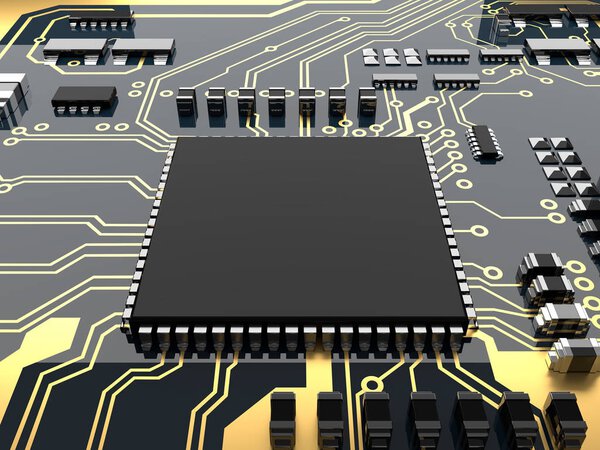 Процессор с Circuit Board.Technology компьютерная концепция
