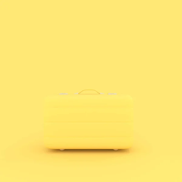 Travel suitcase pastel yellow color isolated on yellow backgroun — Stock Photo, Image