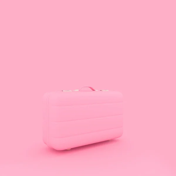 Bavul pastel pembe rengi pembe arka plan mi izole seyahat — Stok fotoğraf