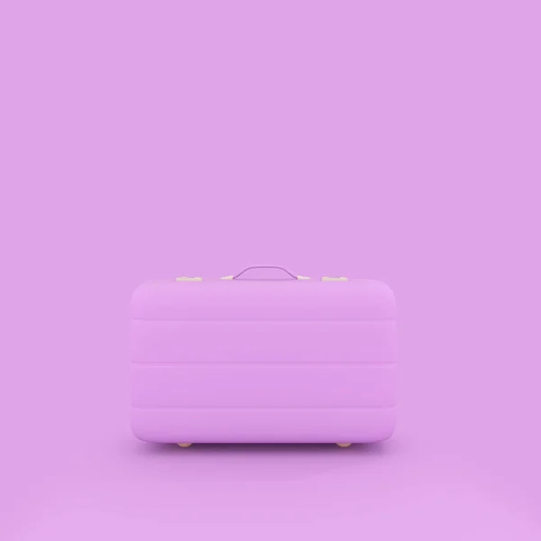 Valigia da viaggio color porpora pastello isolata su backgroun viola — Foto Stock
