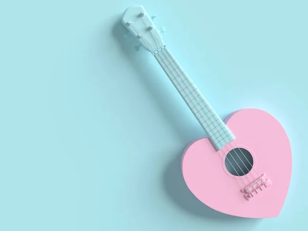 Ukulele doce rosa coração cor pastel — Fotografia de Stock