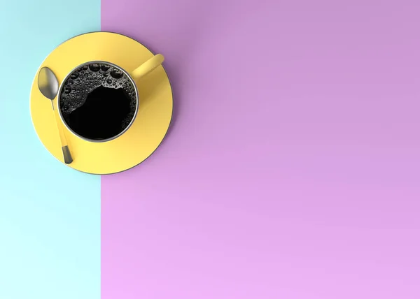 Вид сверху на чашку кофе с местом для копирования — стоковое фото