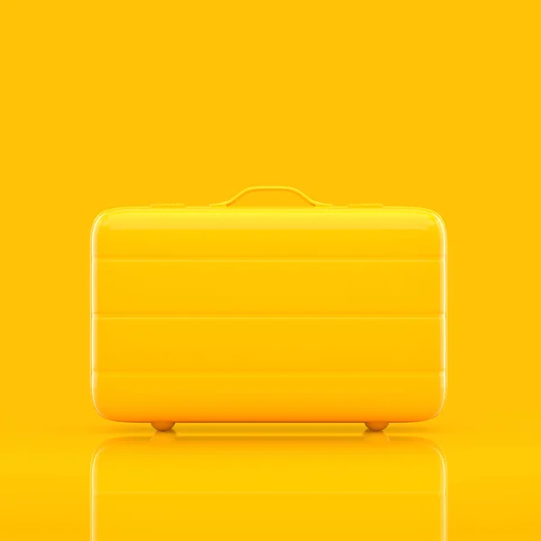 Travel suitcase yellow color minimal concept — Stock Photo, Image