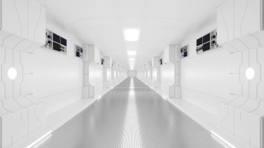 Bilim kucak, bilim-kurgu koridor beyaz renk